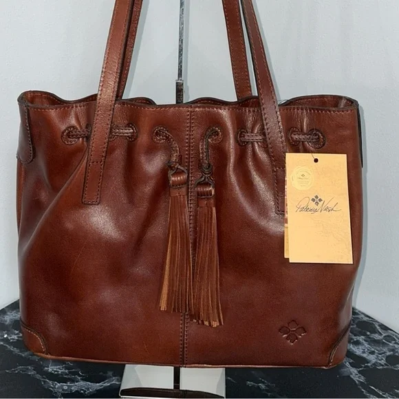 Patricia Nash Leather Drawstring Witney Large Bag Distressed Tan AUTHENTIC NWT - Picture 3 of 11